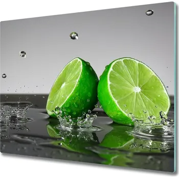 Kuchyňské prkénko Skleněná krájecí deska Limonka ve vodě 60x52 cm
