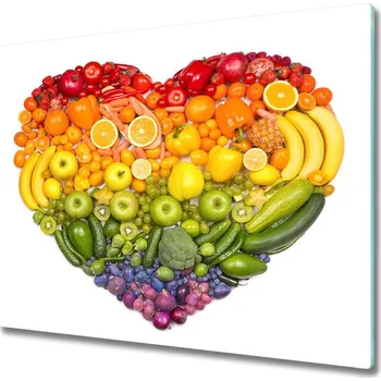 Kuchyňské prkénko Skleněná krájecí deska Zeleninové srdce 60x52 cm