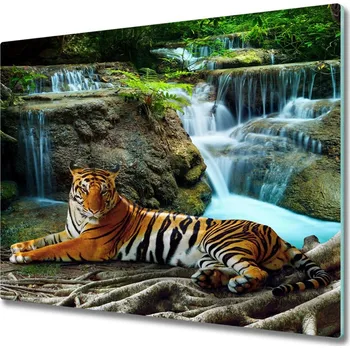Kuchyňské prkénko Skleněná krájecí deska Tiger vodopád 60x52 cm