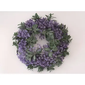 umělá květina Umělý věneček s kvítky prům. 22 cm - FIALOVÝ