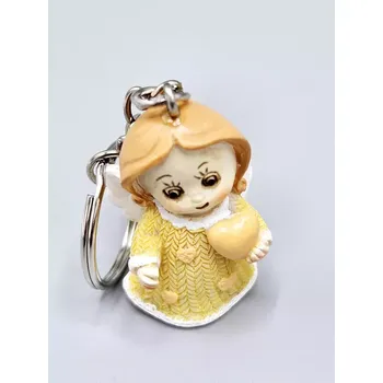 Andělíček se srdíčkem jako přívěsek na klíče Žlutá