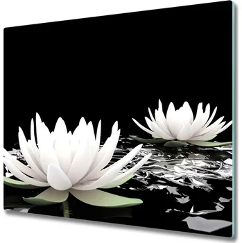 Kuchyňské prkénko Skleněná krájecí deska Vodní lilie 60x52 cm