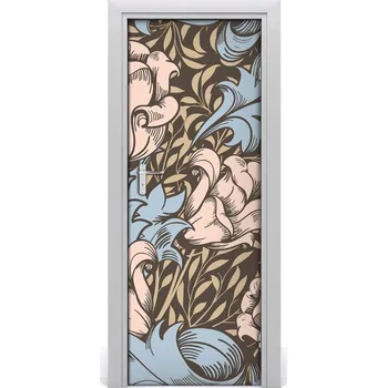 Fototapeta Samolepící fototapeta na dveře květiny a listí 75x205 cm