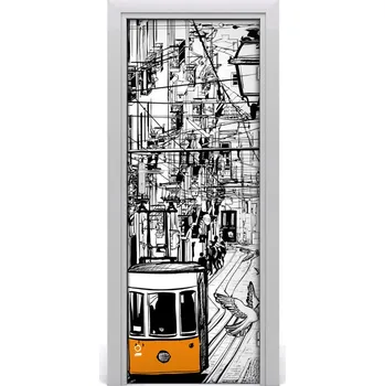 Fototapeta Samolepící fototapeta na dveře Tramvaj v Lizboně 75x205 cm