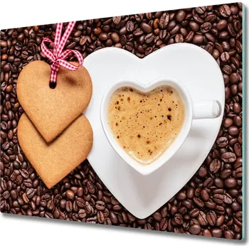 Kuchyňské prkénko Skleněné deska do kuchyně Káva a perníčky 60x52 cm