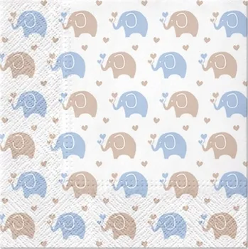 Papírový ubrousek UBROUSKY k 1. narozeninám modré SLONÍCI 20ks