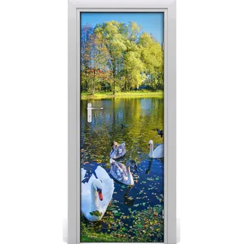 Fototapeta Samolepící fototapeta na dveře Labutě na jezeře 95x205 cm