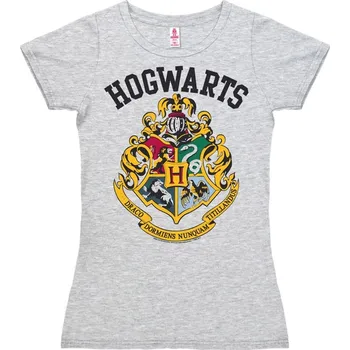 Dámské tričko Logoshirt Tričko dámské, Hogwarts šedé, Harry Potter Velikost: XS