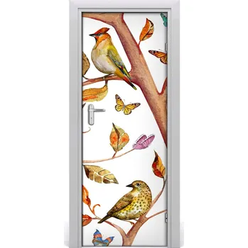 Fototapeta Samolepící fototapeta na dveře Motýli a listí 95x205 cm