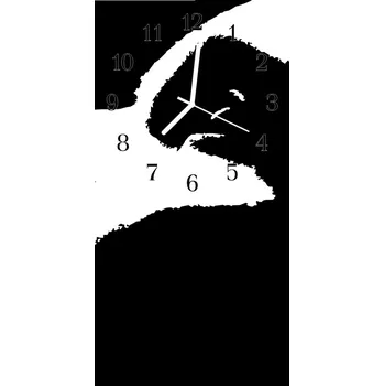 Hodiny Skleněné hodiny vertikální Umění abstrakce černá 30x60 cm