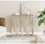 vidaXL Konzolový stůl nerezová ocel a masivní recyklované dřevo [350040] Barva: Stříbrná a světle hnědá