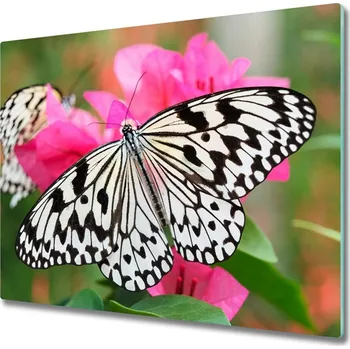 Kuchyňské prkénko Skleněná krájecí deska Motýl na květinu 60x52 cm