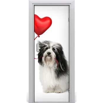 Fototapeta Samolepící fototapeta na dveře Pes s míčem 85x205 cm