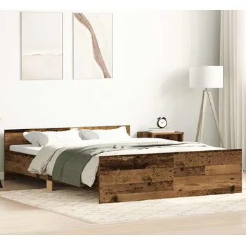 Ložnice vidaXL Rám postele bez matrace 135x190 cm kompozitní dřevo [3203794] Barva: Staré dřevo