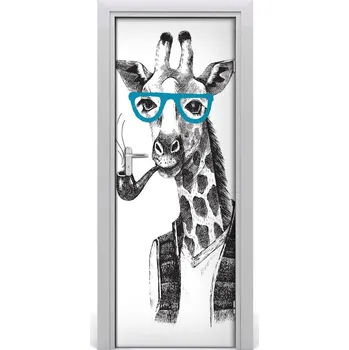 Fototapeta Samolepící fototapeta na dveře Žirafa s brýlemi 95x205 cm