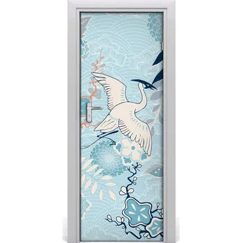 Fototapeta Samolepící fototapeta na dveře Jeřáb a květiny 75x205 cm