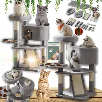 Nízké škrabadlo, vysoké škrabadlo, Vlna, pelíšek, podložky na škrábání, škrabací sloupek, škrabací věž, Škrabadlo pro kočky MB Feandrea 61 - 100 cm