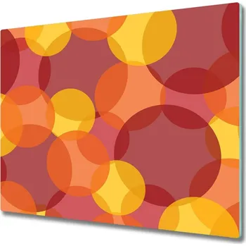 Kuchyňské prkénko Skleněná krájecí deska Barevné kruhy 60x52 cm