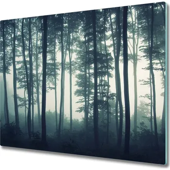 Kuchyňské prkénko Skleněná krájecí deska Les v mlze 60x52 cm