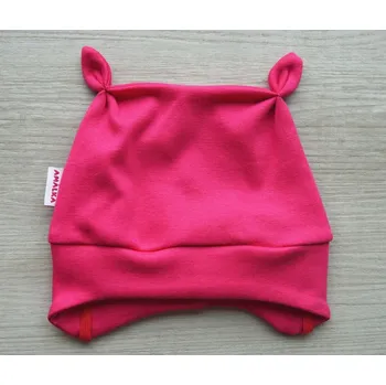 Kojenecká čepice AMÁLKA Bavlněná zavazovací čepička, malinová Velikost: 74-80