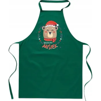 Kuchyňská zástěra KUCHYŇSKÁ ZÁSTĚRA bavlna zelená Vánoční MEDVÍDEK Vánoce dárek FA_703_z