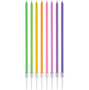 Dortová svíčka Dortové svíčky dlouhé pastelové s držátky 8 ks