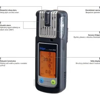 Bezpečnostní detektor Dräger X-am 2500, AsH3, NH3, H2, Ex + Power pack & charging set
