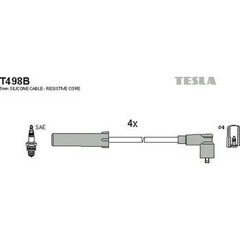 Zapalovací kabel Sada kabelů pro zapalování TESLA T498B