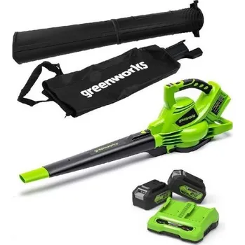 2x24 V foukač/vysavač Greenworks GD24X2BVK4 sada nabíječka + 2x akumulátor 4 Ah + DOPRAVA ZDARMA