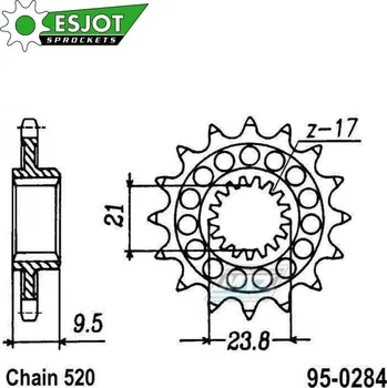 Řetězová sada pro motocykl Kolečko řetězové (pastorek) 0284-14zubů ESJOT 50-32145-14 - Honda CRF250R+CRF450R + CRF450RX+CRF450X + CR250+CR500 + TRX450R+TRX450ER+TRX700XX + CRM250R Esjot 95-0284-14-ES