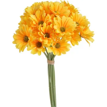 umělá květina Umělá kytice kopretin 9 stonků - žlutooranžová