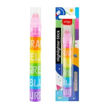 Zvýrazňovač EASY Stohovací gelový zvýrazňovač v tužce, 6 barev v 1