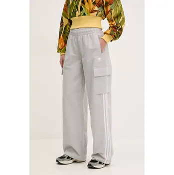 Dámské kalhoty Kalhoty adidas Originals 3-Stripes dámské, šedá barva, s aplikací, JC8139 90X, vel. XS