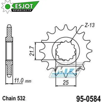 Řetězová sada pro motocykl Kolečko řetězové (pastorek) 0584-17zubů ESJOT 50-27002-17 - Yamaha YZFR6 + YZF750R+YZF750SP+YZF1000R Thunder Ace + FZR1000+FZR750 + GTS1000 YAMAHA YZF 750 1993-1997