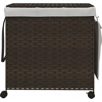 Koš na prádlo Koš na prádlo s kolečky, tmavě hnědý, 60x35x60,5 cm, ratan