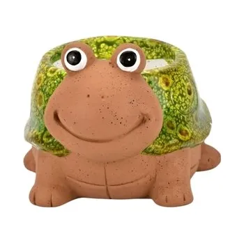 Květináč Keramický květináč želva 10,9 cm zelený