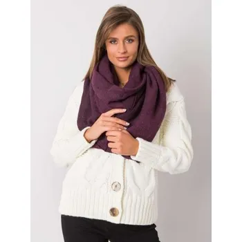 Šátek Fialová pletená šála s třásněmi