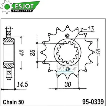 Řetězová sada pro motocykl Kolečko řetězové (pastorek) 0339-18zubů ESJOT 50-35004-18 - Honda CB750SC Night Hawk + CB750F + CBX750F + VFR750F Interceptor + VFR800F + VFR800X + VFR800F1 + CB900F + CB1000F + CBR1000F + VF1000 + CB HONDA VF 1000 R 1984-1986