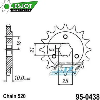 Řetězová sada pro motocykl Kolečko řetězové (pastorek) 0438-14zubů ESJOT 50-32031-14 - Suzuki DR750S Big + DR800S Big 95-0438-14-ES