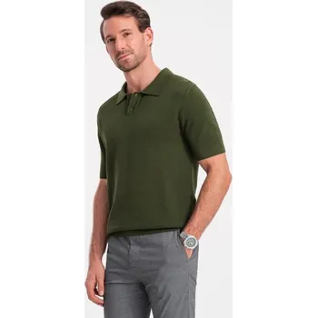 Pánská móda Ombre Clothing Strukturovaná olivová polokošile V1 POSS-0117