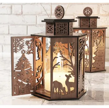 Svícen Vánoční svícen/lucerna na čajovou svíčku - překližka