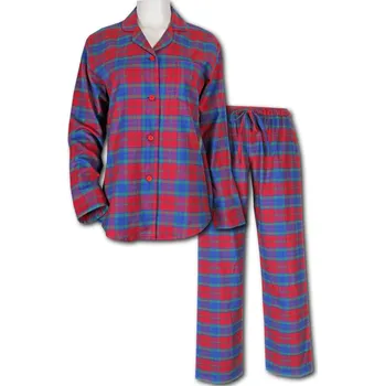 Dámské pyžamo LUIZ Dámské flanelové pyžamo Sabina 2136 károvaná červená Velikost: L