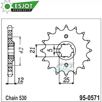 Řetězová sada pro motocykl Kolečko řetězové (pastorek) 0571-17zubů ESJOT 50-35006-17 - Yamaha XS250 + XJ400 + XS400DOHC + XJ550 + FJ600 + FZ600 + XJ600 + YX600 95-0571-17-ES