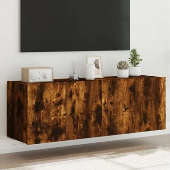 Obývací stěna vidaXL Nástěnné TV skříňky s LED osvětlením 2 ks 60x35x41cm [837313] Barva: kouřový dub