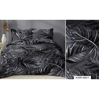 Povlečení Povlečení saténové 140x200 grafitové listy se zapínáním na zip KARO Satin