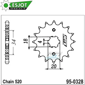 Řetězová sada pro motocykl Kolečko řetězové (pastorek) 0328-15zubů ESJOT 50-32022-15 - Honda XR200R+XR250R + XL125S+XL200R + XL200 Paris Dakar + CM250C + TLR200 Reflex + AJP PR3+PR4 95-0328-15-ES