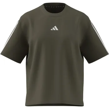 Dámské tričko adidas Essentials 3 Stripe dámské tričko Olive L (16-18)