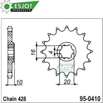 Řetězová sada pro motocykl Kolečko řetězové (pastorek) 0410-14zubů ESJOT 50-15025-14 - HMZ 125V2 Chopper + GS125 + XRX125 + Hyosung GV125C Aquila + RT125 Karion + 125 Cruise II + GA125 Cruise + GF125 + GT125 + RX125D + RX125SM SUZUKI TU 125 XT 1999-2000