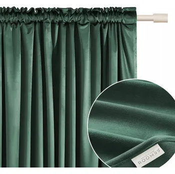 Obraz Hotový závěs VELUR velurový samet na pásce žabky 140x260 Bianca zelený