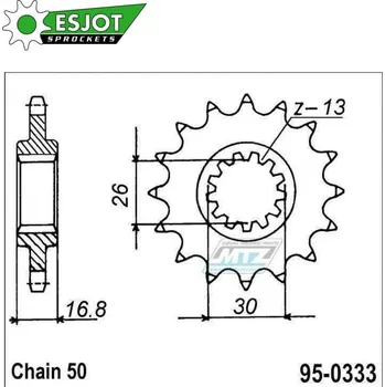 Řetězová sada pro motocykl Kolečko řetězové (pastorek) 0333-16zubů ESJOT 50-35023-16 - Honda CB900F Hornet+CB1000R+CBF1000F + CBR900RR+CBR929RR+CBR954RR Fireblade + CBR1000RR Fireblade+VTR1000F Firestorm+VTR1000SP + VFR750F Int HONDA CBR 1000 RR Fireblade 2004-2016